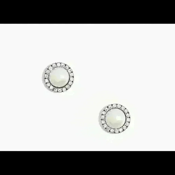 J Crew Gold Pearl Earrings w/ embellished stones - Picture 1 of 4